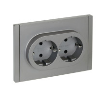 IEK FORTE&PIANO Сталь Розетка 2-я с/з со шт безвинтовое крепление 16А FP523