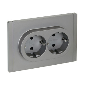 IEK FORTE&PIANO Сталь Розетка 2-я с/з со шт безвинтовое крепление 16А FP523