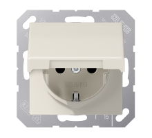 JUNG SCHUKO®-розетка 16 A / 250 B ~ с крышкой, слоновая кость