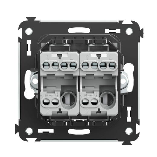 Переключатель двухклавишный в стену, Avanti, закаленная сталь