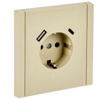 IEK FORTE&PIANO Ваниль Розетка с/з со шт винтовое крепление 16А USB A+C 18Вт FP447