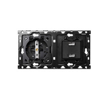 Simon 100 Кит 2 поста механизм 1 розетка Schuko + 1 з/у 2хUSB + суппорт