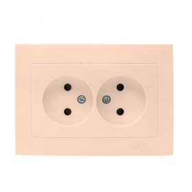 EKF PROxima Валенсия розетка 2-местная б/з 10А кремовая с защ. штор..