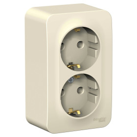 Systeme Electric Blanca наруж Молочная Розетка 2-ая с/з без шторок, 16А, 250В