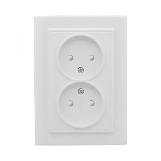 Минск Розетка 2-местная СП без заземления 10А белая с защ. штор. EKF Basic