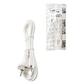 TDM Шнур сетевой с вилкой ПВСмб 2x0,75мм2 3м б/з белый Народный