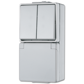 JUNG Штепсельная розетка SCHUKO для накладного монтажа с сдвоенным выключателем IP44