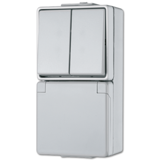 Штепсельная розетка SCHUKO для накладного монтажа с сдвоенным выключателем IP44