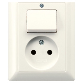 JUNG Розетка с выключателем, слоновая кость