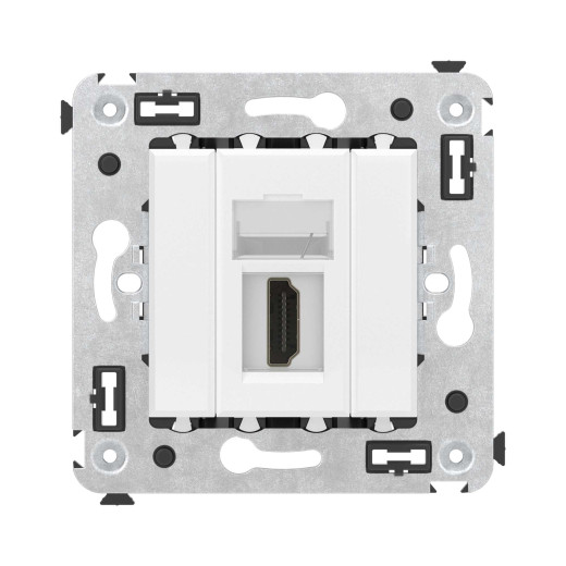 HDMI розетка одинарная в стену, тип А-А, Avanti, белое облако
