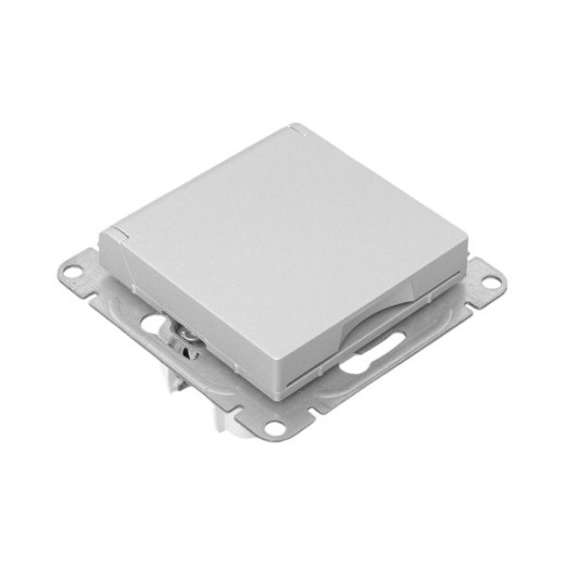 Механизм розетки, 16А, IP44, с заземлением, со шторками, c крышкой, алюминий Эпика EKF