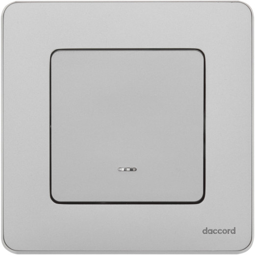 Переключатель одноклавишный с подсветкой/индикацией - Legrand/Daccord Inspiria - 10АХ 250В безвинтовые зажимы - алюминий