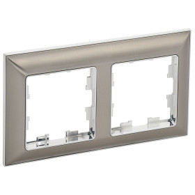 IEK BRITE Рамка 2-мест. РУ-2-Бр хром/никель