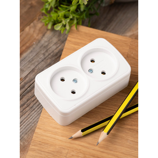 Минск Розетка 2-местная ОП 10А без заземления белая EKF Basic