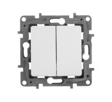 Legrand Etika Белый Переключатель 2-клавишный, 10А, Автоматические клеммы.