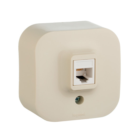 Розетка телефонная RJ11 - Legrand Quteo - IP20 накладной монтаж - слоновая кость