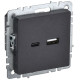 BRITE Роз. USB A+C 18Вт РЮ11-1-БрЧ черн. IEK