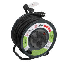 ЭРА Удлинитель силовой RMx-4es-3x2.5-50m-IP44(KG) на металлической катушке с заземлением с выключателем 4 розетки 50м КГ