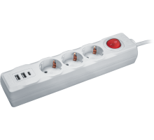 Navigator Удлинитель 61 455 NPE-USB01-03-180-ESC-3X1 с/з выкл.3 гн.1.8м USB2.1A