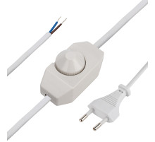 REXANT Сетевой шнур с диммером, 2х0,75 мм², 2 м белый.