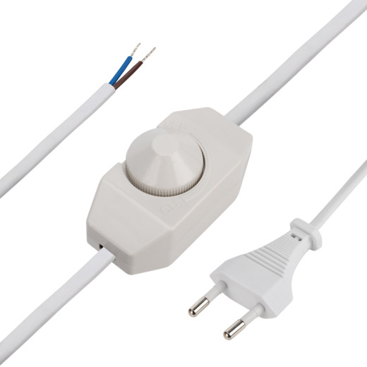 Шнур сетевой с диммером, 2x0,75 мм² 2м белый REXANT