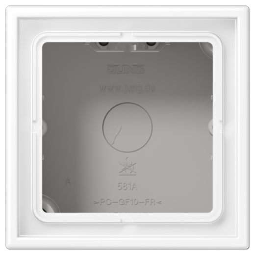 Коробка накладного монтажа 1 пост, с негорючим основанием и встроенной рамкой, дюропласт, белый матовый