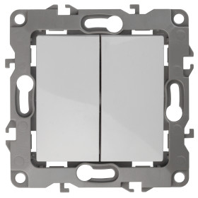 ЭРА 12-1106-01 Переключатель двойной, 10АХ-250В, IP20, Эра12, белый (10/100/3200)