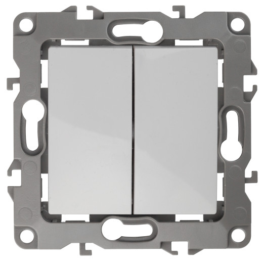 12-1106-01 ЭРА Переключатель двойной, 10АХ-250В, IP20, Эра12, белый (10/100/3200)