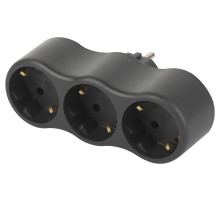 ЭРА Разветвитель электрический SPx-3e-B на 3 розетки с заземлением 16А черный