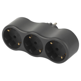 ЭРА Разветвитель электрический SPx-3e-B на 3 розетки с заземлением 16А черный