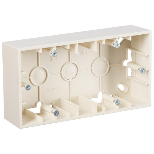 Simon 15 Бежевый Коробка для наружного монтажа, двухпостовая