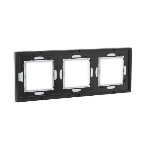 Рамка из натурального стекла 3 поста (6 мод.), Avanti, белая