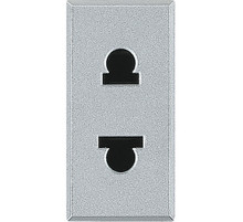 BT Axolute Алюминий Розетка с/з для узких вилок с защитными шторками евро-американский станд. 1 мод.