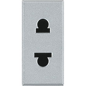 BT Axolute Алюминий Розетка с/з для узких вилок с защитными шторками евро-американский станд. 1 мод.