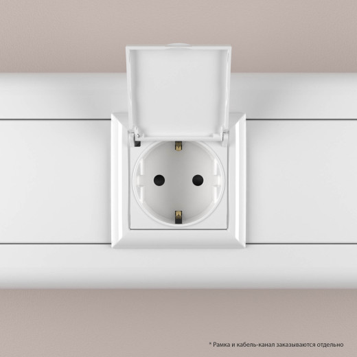 Розетка с крышкой модульная, 2P+E, с з/ш, Avanti, белое облако, 2 модуля