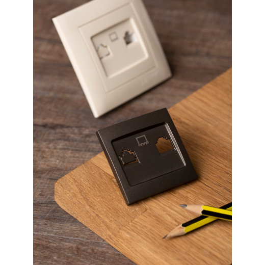 Валенсия лицевая панель розетки RJ-45 1-местная графит EKF PROxima