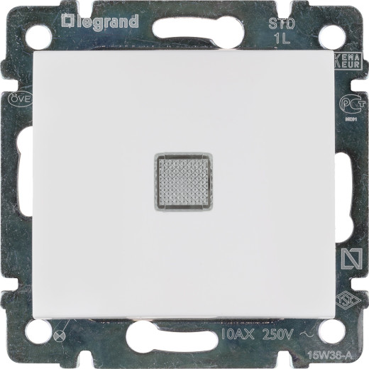 Выключатель одноклавишный с подсветкой - Legrand Valena - 10А 250В схема 1L безвинтовые зажимы - белый