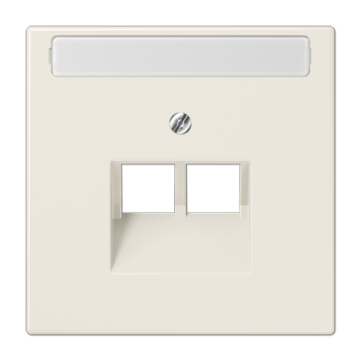 Крышка для сдвоенной телефонной и компьютерной розетки UAE с полем для надписи, слоновая кость