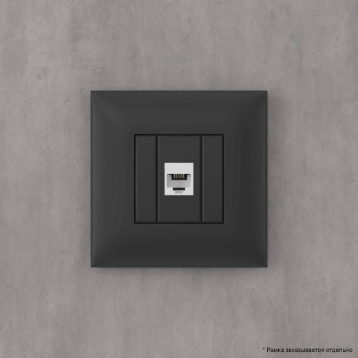 Телефонная розетка RJ-12 без шторки в стену одинарная, Avanti, черный матовый