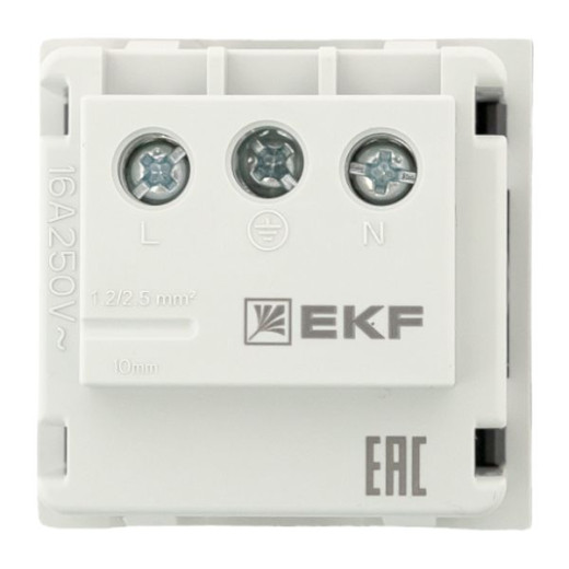 Розетка 45x45 с зазем., с защ. шторками, 90 градусов, черная, матовая EKF