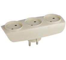 ЭРА Разветвитель электрический SP-3-I на 3 розетки без заземления 16А слоновая кость