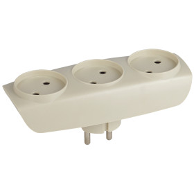 ЭРА Разветвитель электрический SP-3-I на 3 розетки без заземления 16А слоновая кость