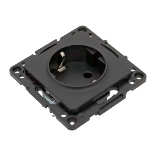 Стокгольм Механизм Розетки 1-местной с/з 16А винтовые клеммы черный с защ. штор. EKF PROxima