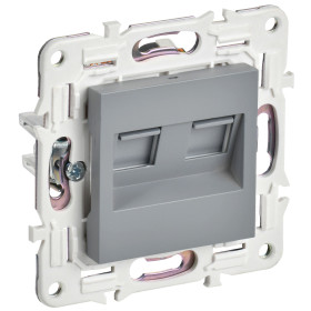 IEK SKANDY Серый Розетка компьютерная двойная RJ45 кат.5E SK-K03Gr