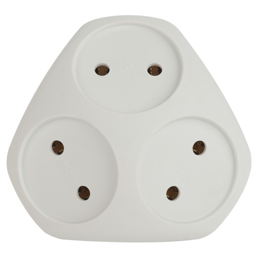 Разветвитель электрический ЭРА SPx-3-W на 3 розетки без заземления 10А белый