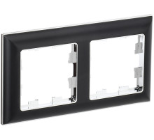 IEK BRITE DECOR Черный/хром 3D-форма Рамка 2-мест. РУ-2-Бр