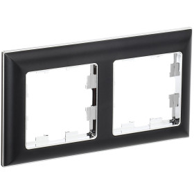 IEK BRITE DECOR Черный/хром 3D-форма Рамка 2-мест. РУ-2-Бр