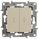 Переключатель двухклавишный с подсветкой/индикацией - Legrand Etika - 10А 250В безвинтовые зажимы - слоновая кость