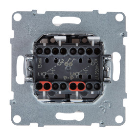 Legrand/Daccord SUNO Белый Выключатель без фиксации (кнопка) 2-клавишный 6А 250В. Безвинтовые зажимы.