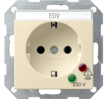 Gira S-55 Крем глянц Розетка с/з с защитой от перенапряжения